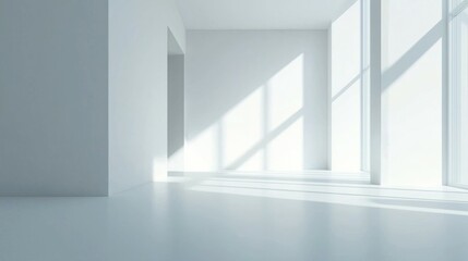 Obraz premium Bright Minimalist Interior with Sunlight Streaming Through Windows