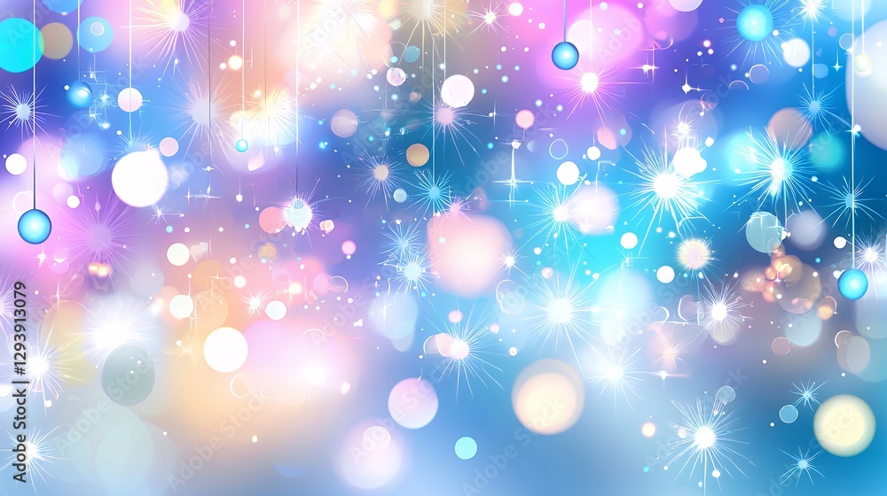 Poster abstract bokeh lights background with soft blur and pastel color palette