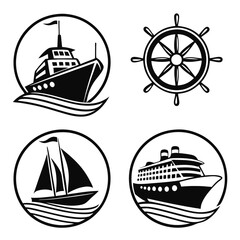 Water Vehicle Icons Ships, Boats, and Ferries