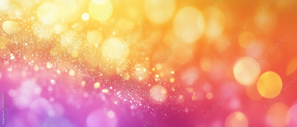 Poster ethereal radiance of golden bokeh lights and sparkling dust on a vibrant gradient background creatin