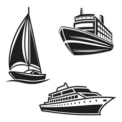 Ship Silhouette Icons Nautical Vector Pack