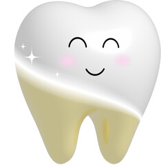 Cleaning tooth character. Care and protection from tooth decay. Dental care concept. 3d illustration.