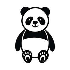 Kawaii Panda Illustration, Cute Black and White Panda, Vector Art. Minimalist Panda Illustration, Cute Black and White Panda Drawing, Fun Art
