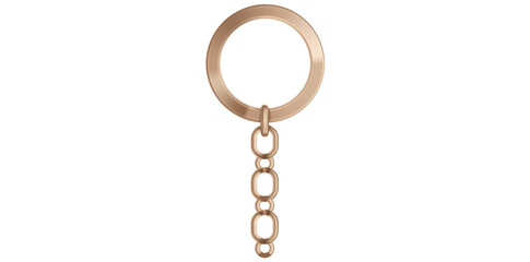 Realistic Rose Gold Key Chain With Metal Ring Vector Illustration.	