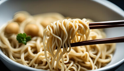 Close-up of Noodles with Chopsticks