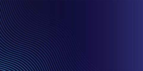 Abstract dark blue banner template. Vector minimal wavy line background with text for social media