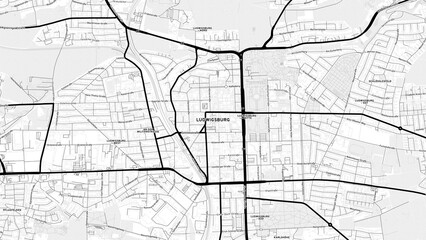 Minimalist Ludwigsburg Street Map with Labels and Neighborhoods