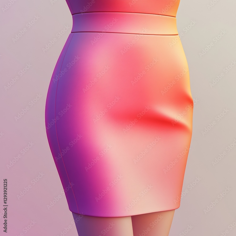 Poster 3d close-up view of a soft gradient skirt icon design
