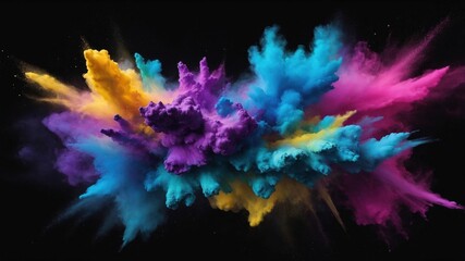Vibrant Colorful Powder Explosion on Dark Background