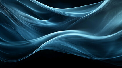 Obraz premium Abstract blue wave of flowing smoke or light trails on a dark background, representing fluid motion and digital art. It evokes feelings of calmness and mystery.