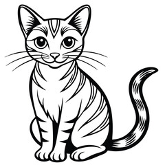 Obraz premium Cute cat vector art illustration black and white silhouette