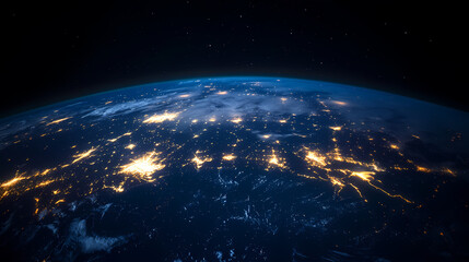 Fototapeta premium Earth from Space with Peaceful Night View