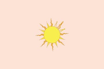 Bright sun illustration with rays on a soft pink background creating a warm atmosphere