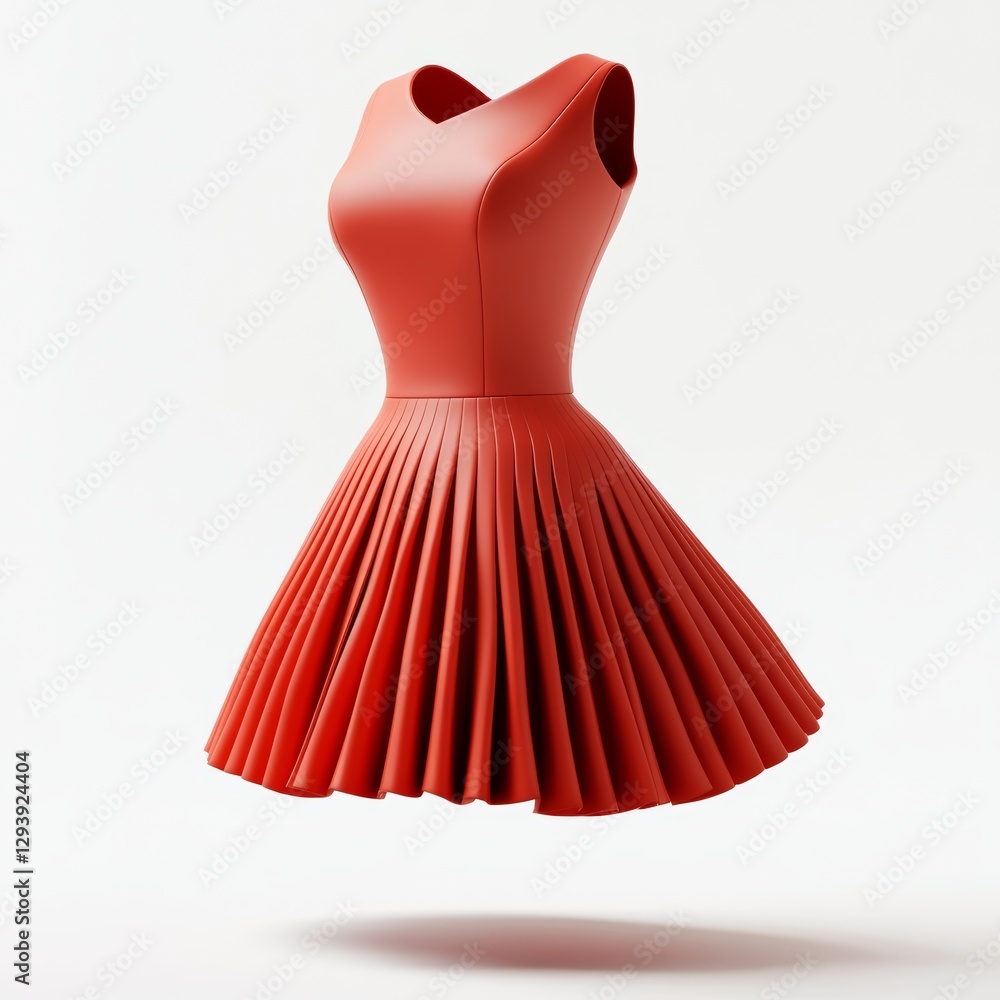 Poster high quality 3d rendering of a pleated skirt icon in minimal style