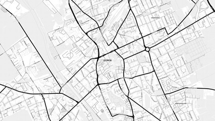 Minimalist Duren Street Map with Labels and Neighborhoods