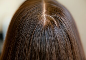Close-up of shiny, straight hair showcasing a healthy scalp