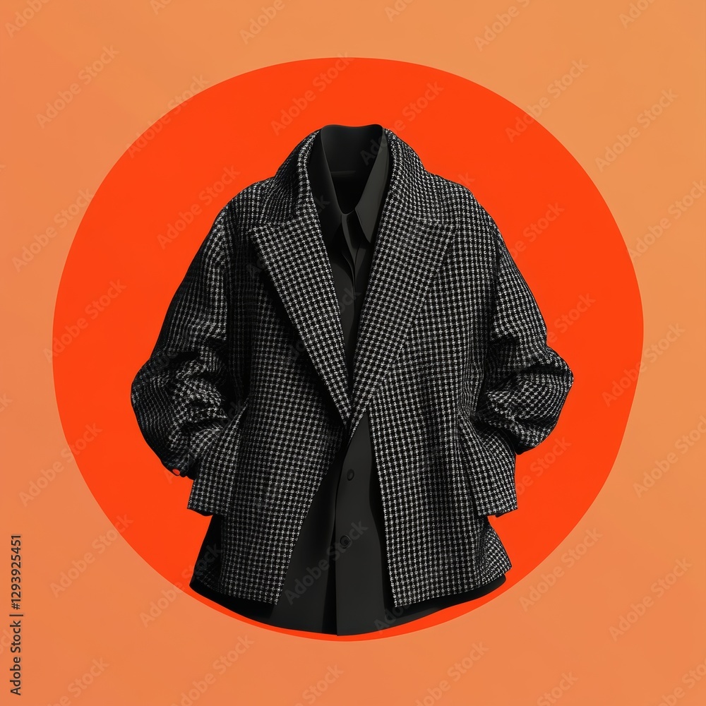 Poster chic oversized jacket in 3d render with bold background design