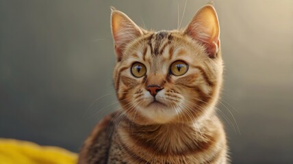 Obraz premium Cute Cat Banner on Yellow Background