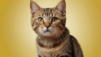 Obraz premium Cute Cat Banner on Yellow Background