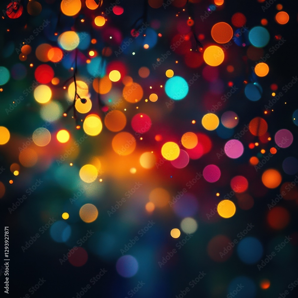 Poster festive bokeh background with vibrant multicolored lights creating a magical and enchanting atmosphe