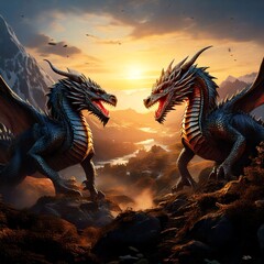 between ancient dragons in a forgotten valley 