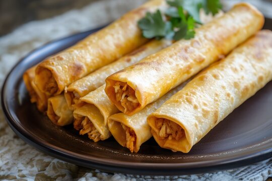 Delicious chicken taquitos