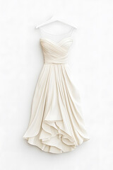 White wedding dress isolated on grey background