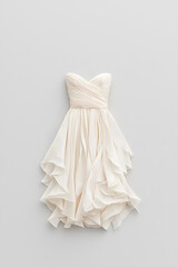 White wedding dress isolated on grey background