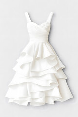 Fototapeta premium White wedding dress isolated on grey background