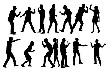 shadow shilloute People  are showing quarrel gesture Yelling at each other