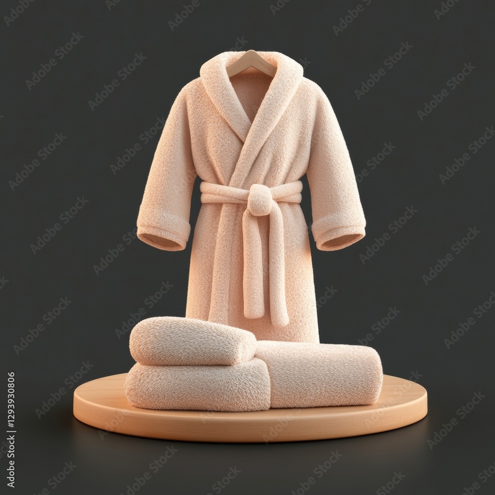 Poster isolated 3d icon of plush bathrobe and matching pajama set