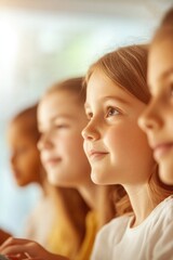 Fototapeta premium Focused children engaged in learning, showcasing expressions of