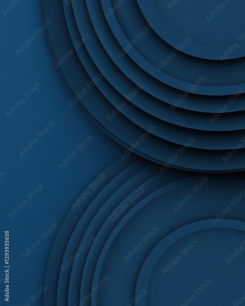 Aufkleber abstract navy blue concentric circles design with subtle shadows and textural background for modern 