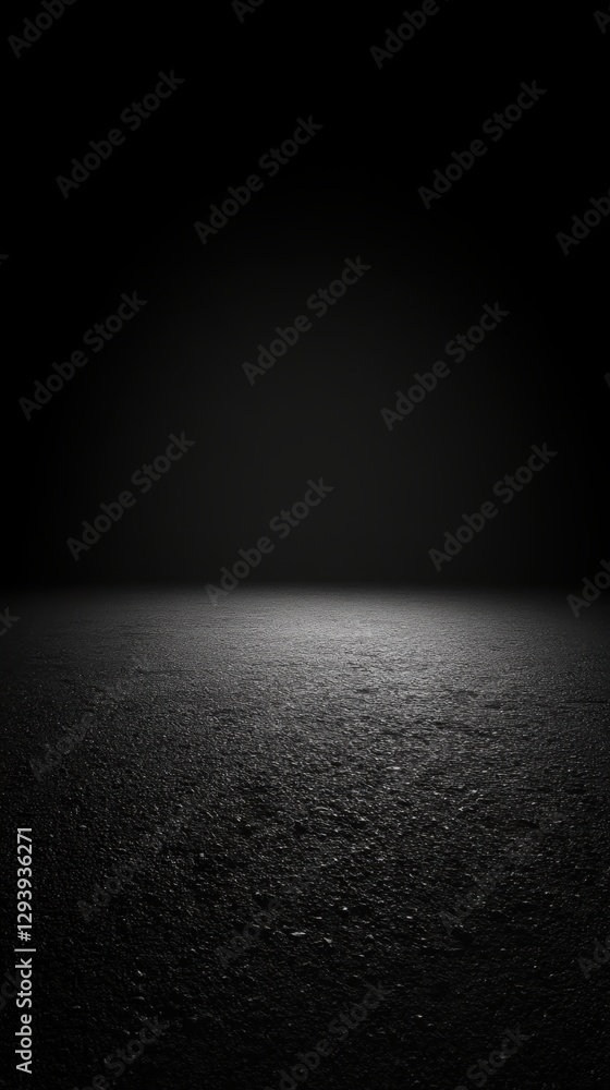 Poster dark and minimalist scene showcasing the texture of a black surface against a shadowy background