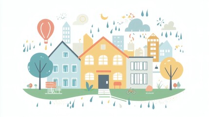 Minimalist infographic of rainwater harvesting benefits for schools, including clean water supply and sustainability, side copy space