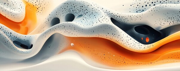 Obraz premium Smooth and wavy abstract landscape in orange and white colors creating a surreal and dreamy scene