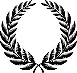 Adobe Illustrator Artwork, A wreath with a green leaves and a symbol for the winner of the contest. Gold laurel wreath. Laurel wreath vector icon isolated on white background. © Armine
