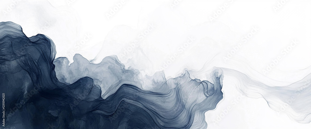 Aufkleber abstract dark blue and light gray fluid waves creating a smooth, flowing design, symbolizing tranqui