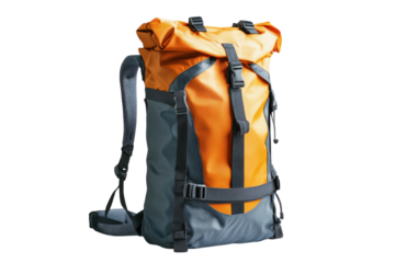 Stylish Foldable Backpack with Water-Resistant Protection: Isolated on Transparent Background