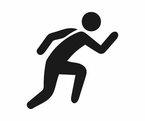Simple black and white illustration of a person running