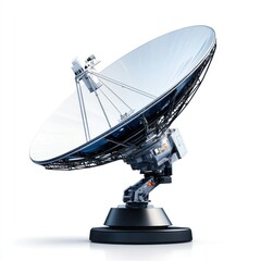 Professional image of a high-gain satellite dish with a seamless white background, perfect for branding, packaging, and advertising, featuring its weather-resistant construction