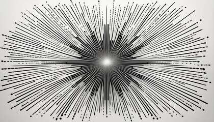 Obraz premium minimalistic black dashed lines arranged in a starburst pattern on a white background