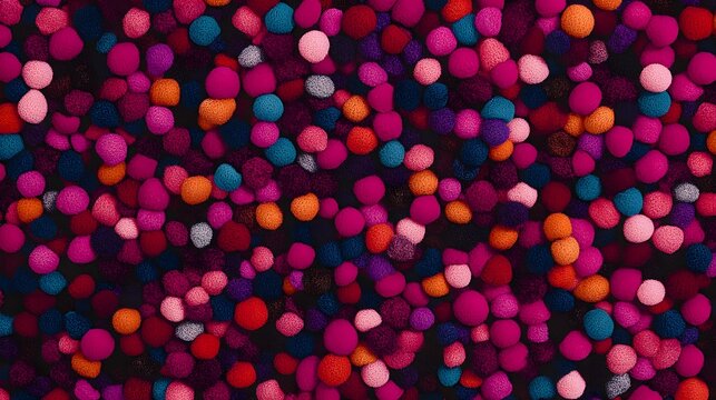 Vibrant Colorful Pom-Pom Texture Background