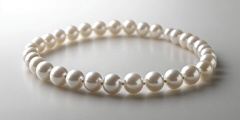Pearl Necklace on White Background