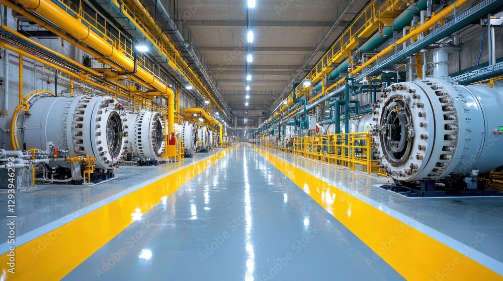 Aufkleber monitoring pipeline pressure gauges in an industrial factory setting