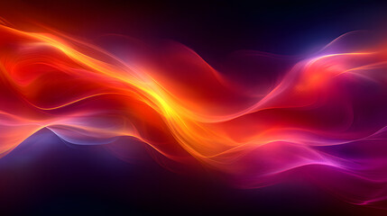 Obraz premium Colorful waves undulate gracefully across a dark backdrop, evoking a sense of motion and energy