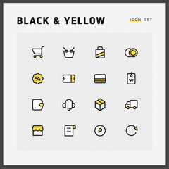  Blcak and yellow icon set_shopping01