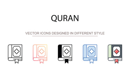 Quran icon design with white background stock illustration
