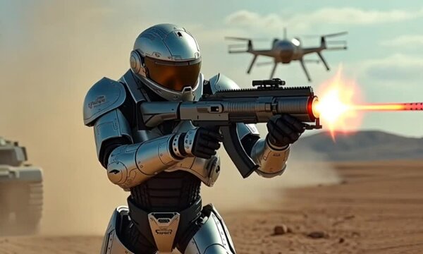 Battlefield with Autonomous Military Robots