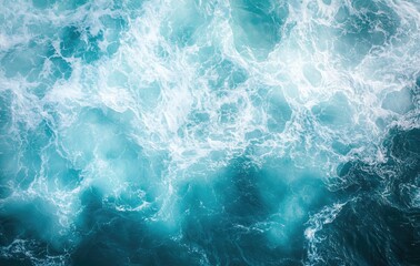 Fototapeta premium blue transparent clear sea wave with splashes texture and shining bubbles background.